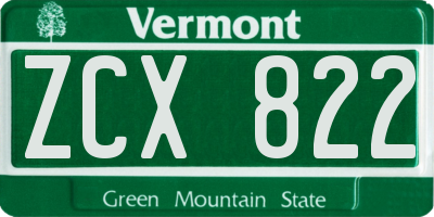 VT license plate ZCX822
