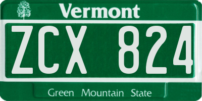 VT license plate ZCX824