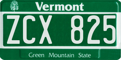 VT license plate ZCX825