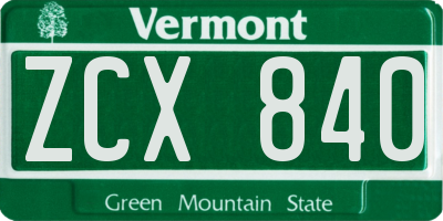 VT license plate ZCX840