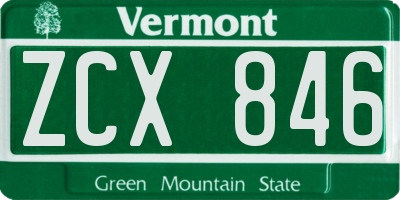 VT license plate ZCX846