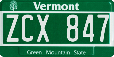 VT license plate ZCX847