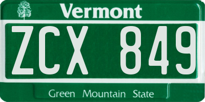 VT license plate ZCX849