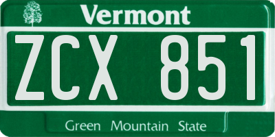 VT license plate ZCX851