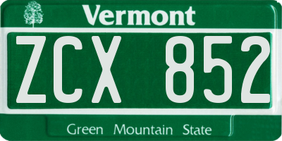 VT license plate ZCX852