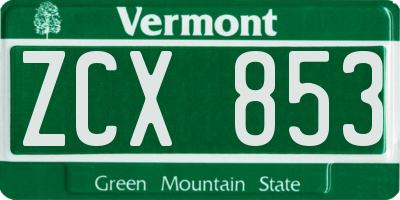 VT license plate ZCX853