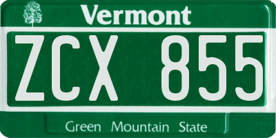 VT license plate ZCX855