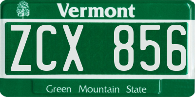 VT license plate ZCX856