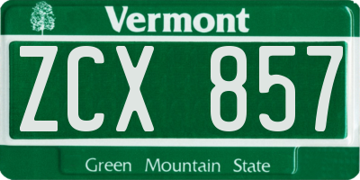VT license plate ZCX857