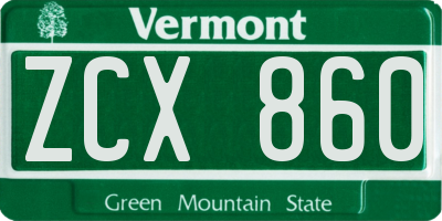 VT license plate ZCX860