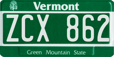 VT license plate ZCX862