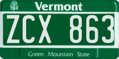 VT license plate ZCX863