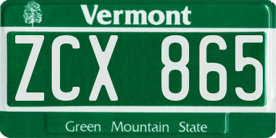 VT license plate ZCX865