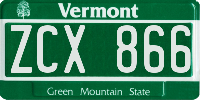 VT license plate ZCX866