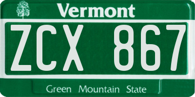 VT license plate ZCX867