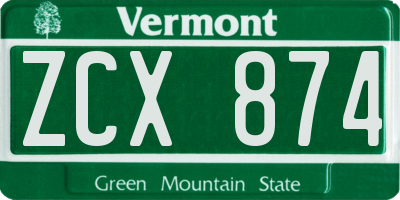 VT license plate ZCX874