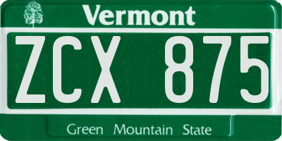 VT license plate ZCX875