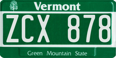 VT license plate ZCX878