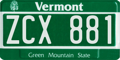 VT license plate ZCX881