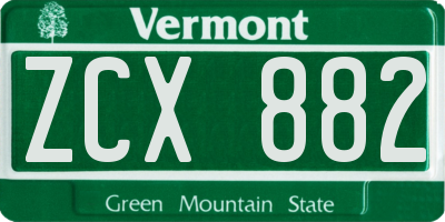 VT license plate ZCX882