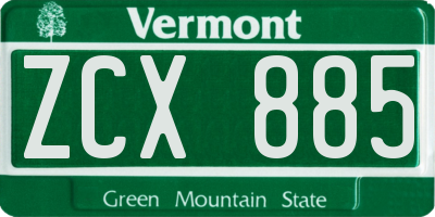VT license plate ZCX885