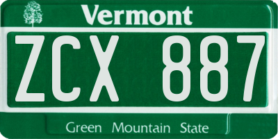 VT license plate ZCX887