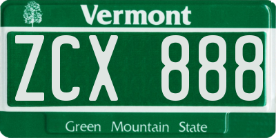 VT license plate ZCX888