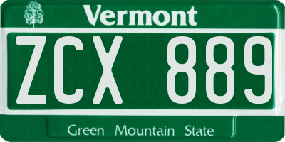 VT license plate ZCX889