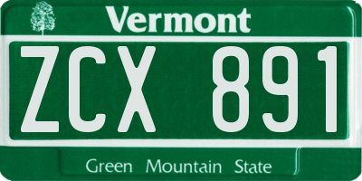 VT license plate ZCX891