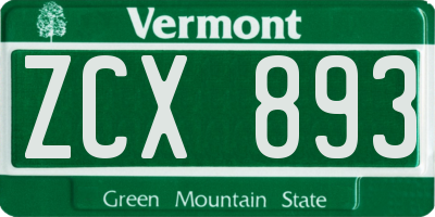VT license plate ZCX893