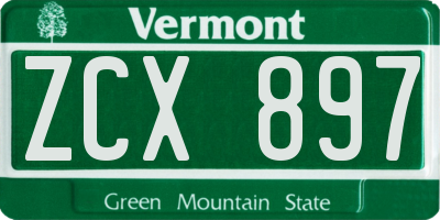 VT license plate ZCX897