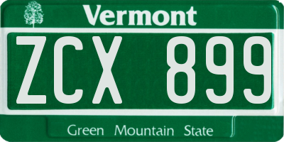 VT license plate ZCX899