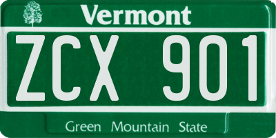 VT license plate ZCX901