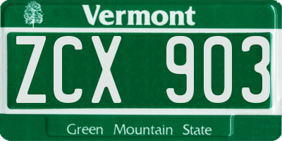 VT license plate ZCX903