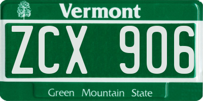 VT license plate ZCX906