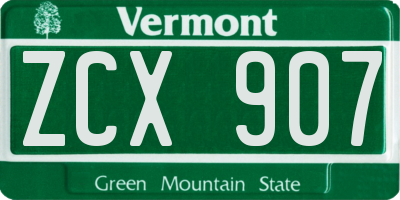 VT license plate ZCX907