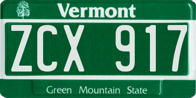 VT license plate ZCX917