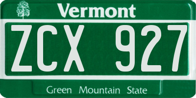 VT license plate ZCX927