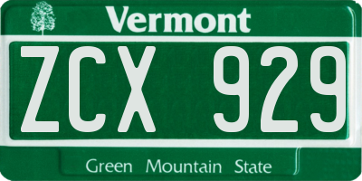 VT license plate ZCX929
