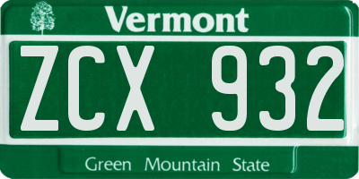 VT license plate ZCX932