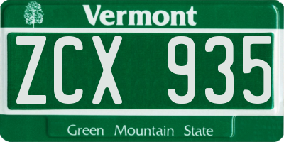 VT license plate ZCX935