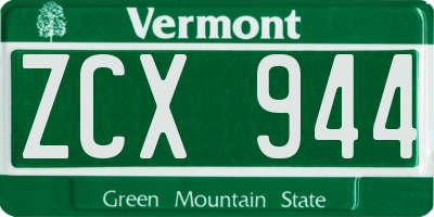 VT license plate ZCX944