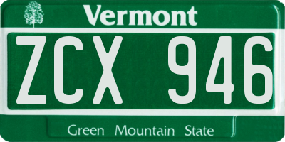 VT license plate ZCX946