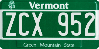 VT license plate ZCX952