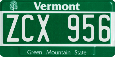 VT license plate ZCX956
