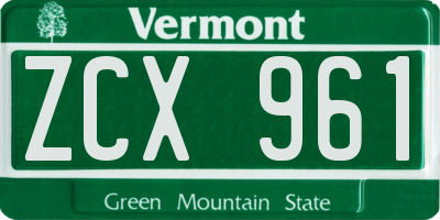 VT license plate ZCX961