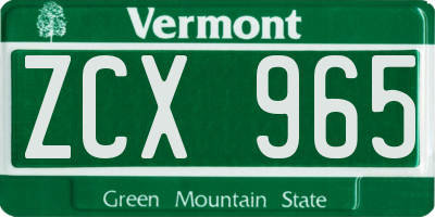VT license plate ZCX965