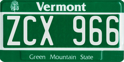 VT license plate ZCX966