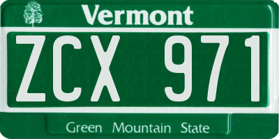 VT license plate ZCX971