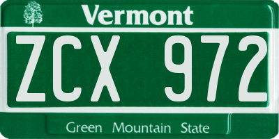 VT license plate ZCX972